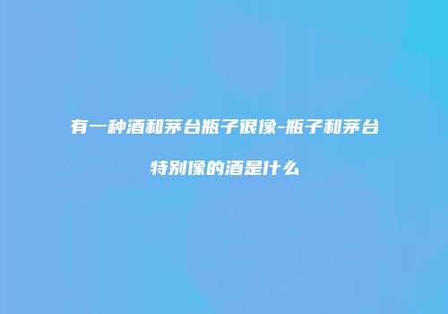 有一种酒和茅台瓶子很像-瓶子和茅台特别像的酒是什么