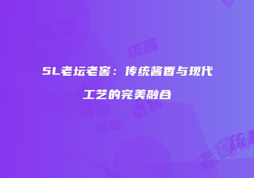 5L老坛老窖：传统酱香与现代工艺的完美融合