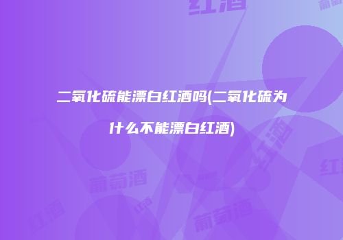 二氧化硫能漂白红酒吗(二氧化硫为什么不能漂白红酒)
