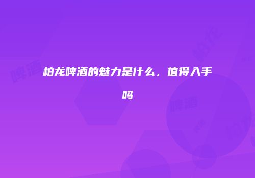 柏龙啤酒的魅力是什么，值得入手吗