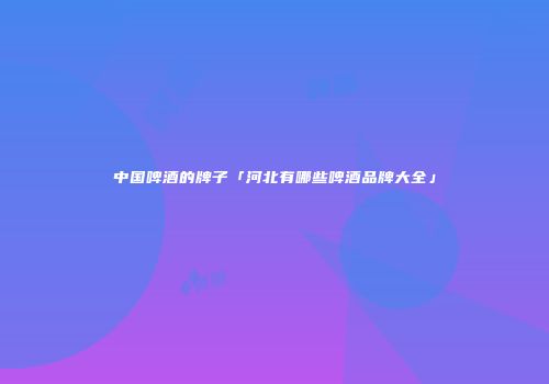 中国啤酒的牌子「河北有哪些啤酒品牌大全」