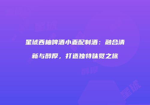星琥西柚啤酒小麦配制酒：融合清新与醇厚，打造独特味觉之旅