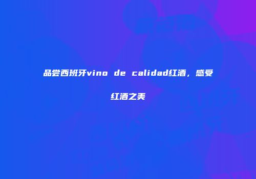 品尝西班牙vino de calidad红酒，感受红酒之美
