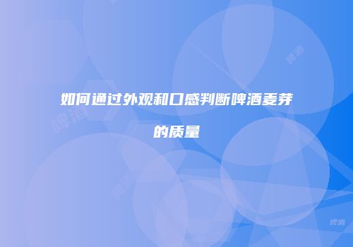如何通过外观和口感判断啤酒麦芽的质量