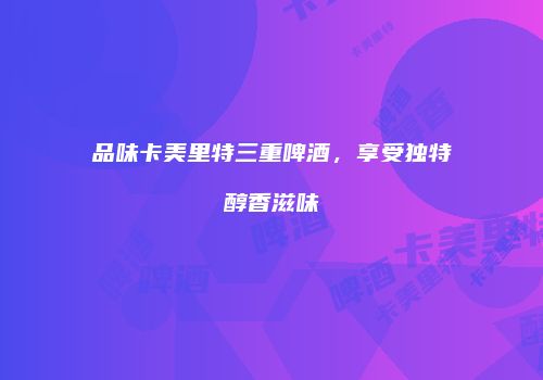 品味卡美里特三重啤酒，享受独特醇香滋味
