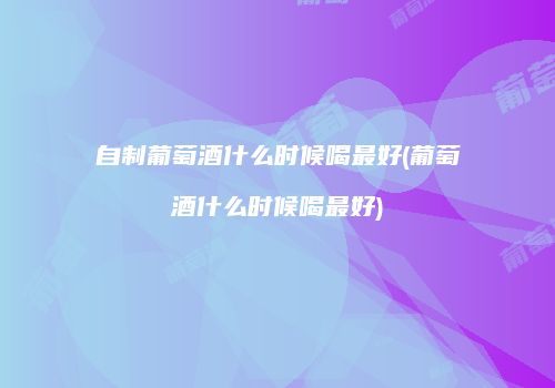 自制葡萄酒什么时候喝最好(葡萄酒什么时候喝最好)