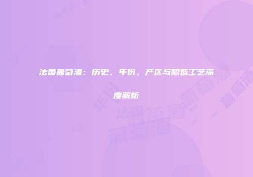 法国葡萄酒：历史、年份、产区与酿造工艺深度解析