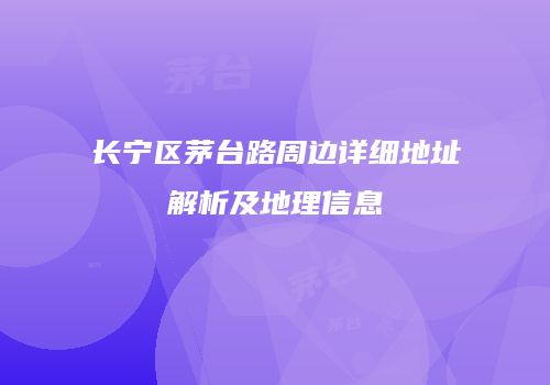 长宁区茅台路周边详细地址解析及地理信息