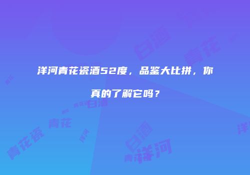 洋河青花瓷酒52度，品鉴大比拼，你真的了解它吗？