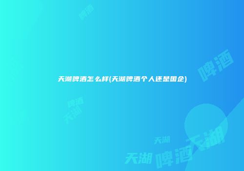 天湖啤酒怎么样(天湖啤酒个人还是国企)