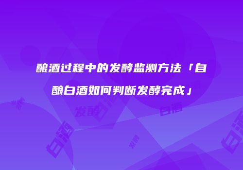 酿酒过程中的发酵监测方法「自酿白酒如何判断发酵完成」