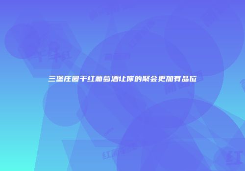 三堡庄园干红葡萄酒让你的聚会更加有品位