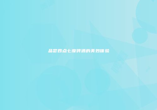 品尝四点七度啤酒的美妙体验