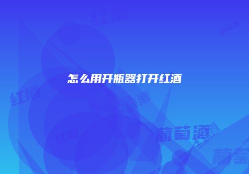 怎么用开瓶器打开红酒