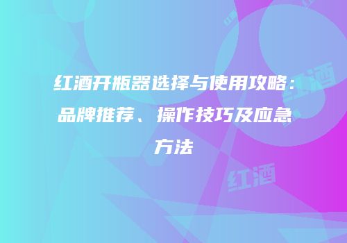 红酒开瓶器选择与使用攻略：品牌推荐、操作技巧及应急方法