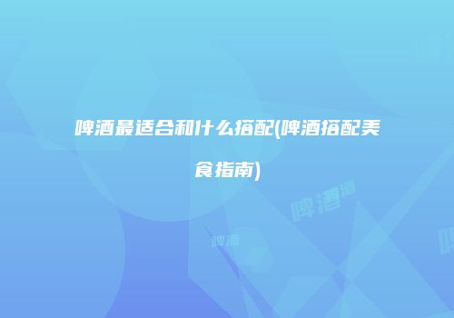 啤酒最适合和什么搭配(啤酒搭配美食指南)