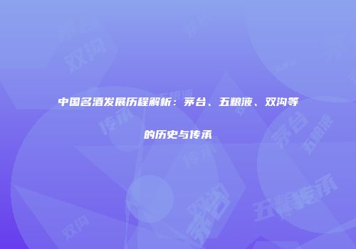 中国名酒发展历程解析：茅台、五粮液、双沟等的历史与传承
