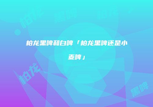 柏龙黑啤和白啤「柏龙黑啤还是小麦啤」
