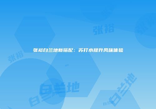 张裕白兰地新搭配：苏打水提升风味体验