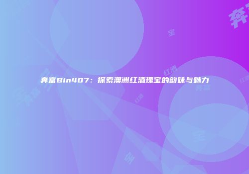 奔富Bin407：探索澳洲红酒瑰宝的韵味与魅力