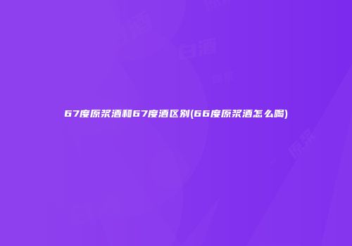 67度原浆酒和67度酒区别(66度原浆酒怎么喝)