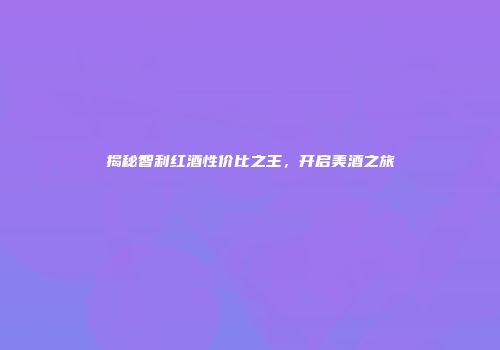 揭秘智利红酒性价比之王，开启美酒之旅