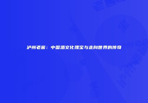 泸州老窖：中国酒文化瑰宝与走向世界的传奇