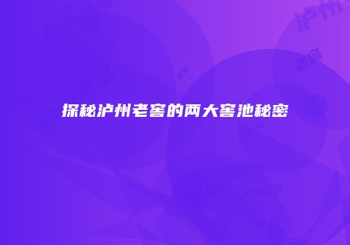 探秘泸州老窖的两大窖池秘密