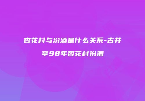 杏花村与汾酒是什么关系-古井亭98年杏花村汾酒