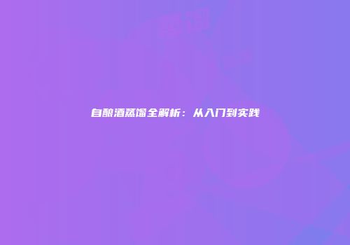 自酿酒蒸馏全解析：从入门到实践