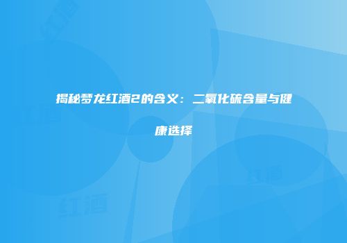 揭秘梦龙红酒2的含义：二氧化硫含量与健康选择