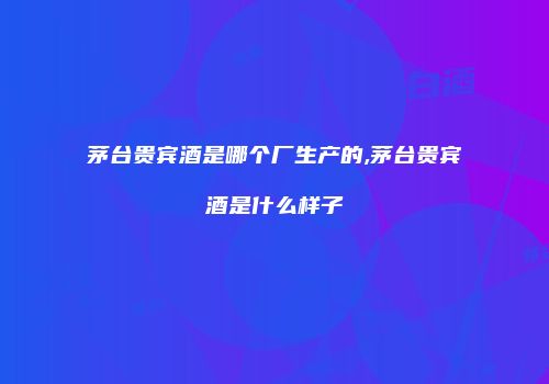 茅台贵宾酒是哪个厂生产的,茅台贵宾酒是什么样子