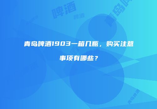 青岛啤酒1903一箱几瓶，购买注意事项有哪些？