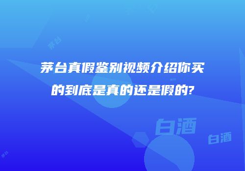 茅台真假鉴别视频介绍你买的到底是真的还是假的?