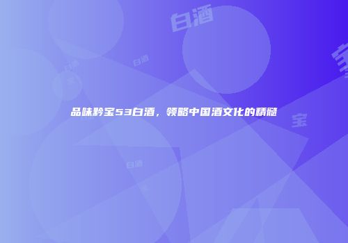 品味黔宝53白酒，领略中国酒文化的精髓