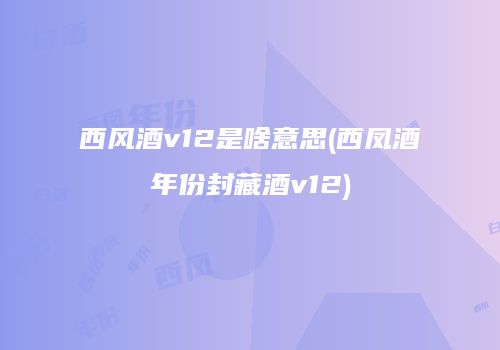 西风酒v12是啥意思(西凤酒年份封藏酒v12)