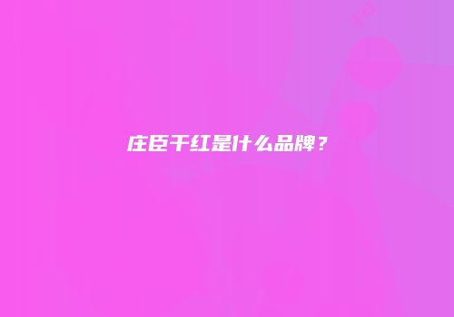 庄臣干红是什么品牌？