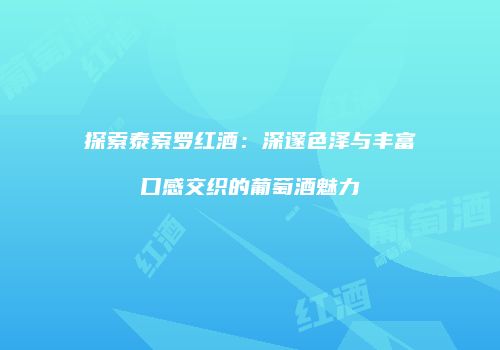 探索泰索罗红酒：深邃色泽与丰富口感交织的葡萄酒魅力