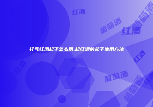 打气红酒起子怎么用,起红酒的起子使用方法