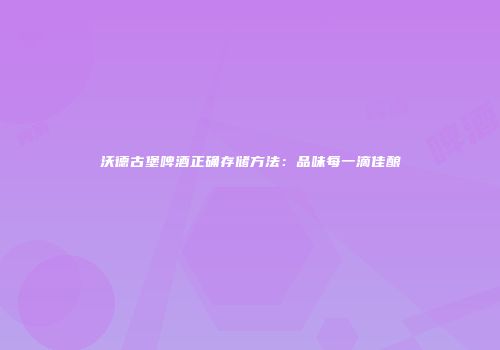 沃德古堡啤酒正确存储方法：品味每一滴佳酿