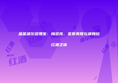 品鉴波尔多瑰宝：梅多克、圣爱美隆与波姆拉红酒之旅