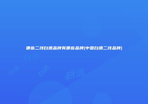 哪些二线白酒品牌有哪些品牌(中国白酒二线品牌)
