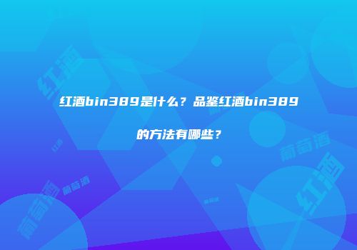 红酒bin389是什么？品鉴红酒bin389的方法有哪些？