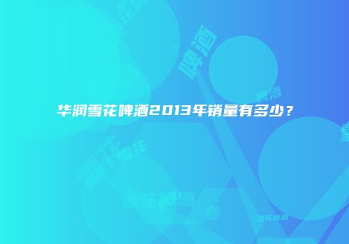 华润雪花啤酒2013年销量有多少？