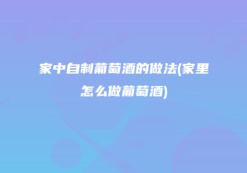 家中自制葡萄酒的做法(家里怎么做葡萄酒)