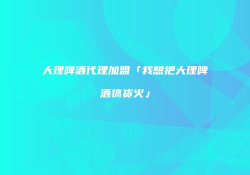 大理啤酒代理加盟「我想把大理啤酒搞货火」