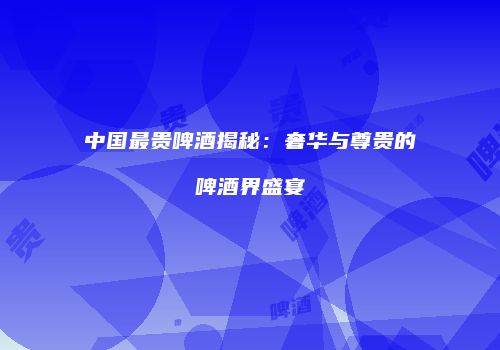 中国最贵啤酒揭秘：奢华与尊贵的啤酒界盛宴
