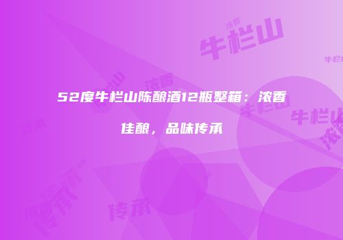 52度牛栏山陈酿酒12瓶整箱：浓香佳酿，品味传承