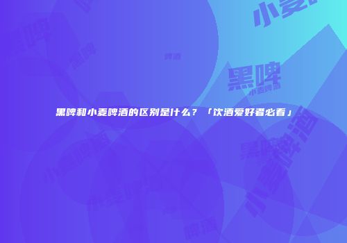 黑啤和小麦啤酒的区别是什么？「饮酒爱好者必看」