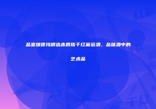 品鉴维德玛精选赤霞珠干红葡萄酒，品味酒中的艺术品